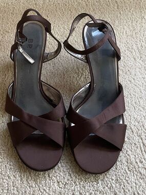 Elegant BP Dark Brown Crisscross Strap Heels